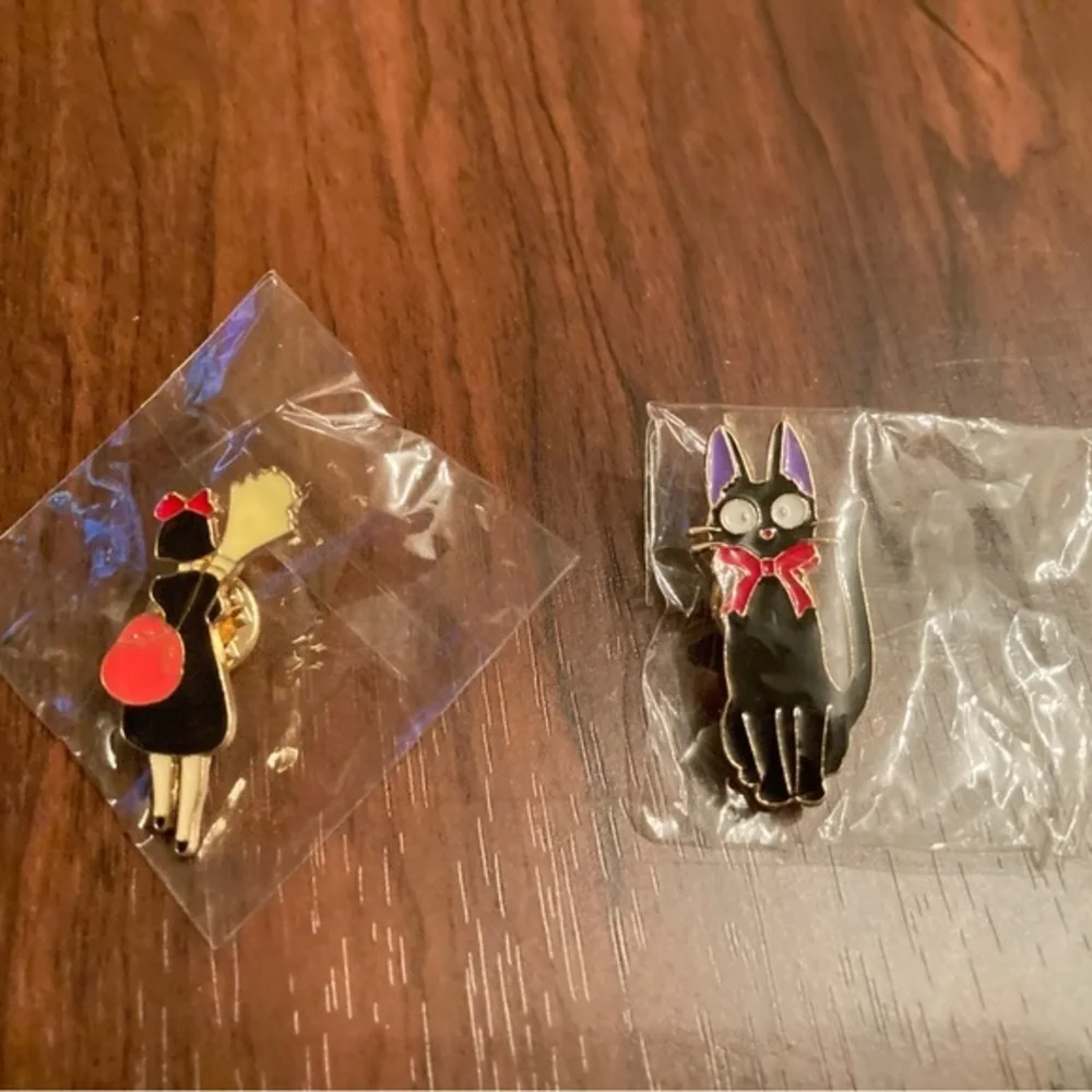 Set of 2 Enamel Pins - Kiki and Black Cat Lapel Pin - Inspired by Anime Delivery